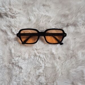 Retoro Sunglasses Omari Black Orange Lenses With Case Black Stylish Indie Chic ✨